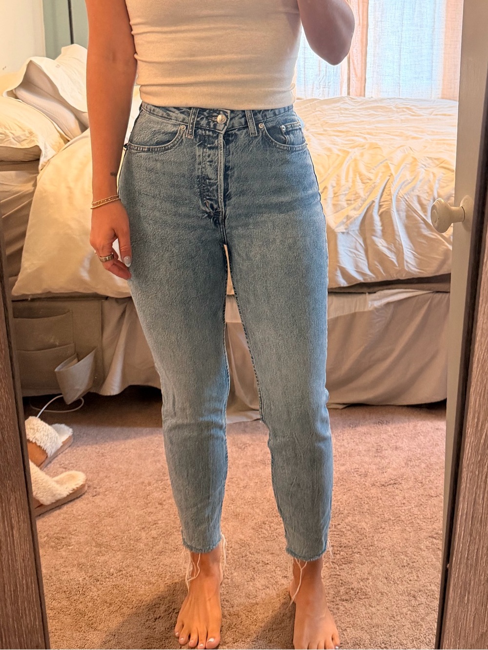 H&M High-Rise Light Blue Slim Tapered Jeans